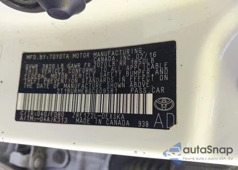 2016 Toyota Corolla S Plus из США, поврежденный, VIN 2T1BURHE8GC609581